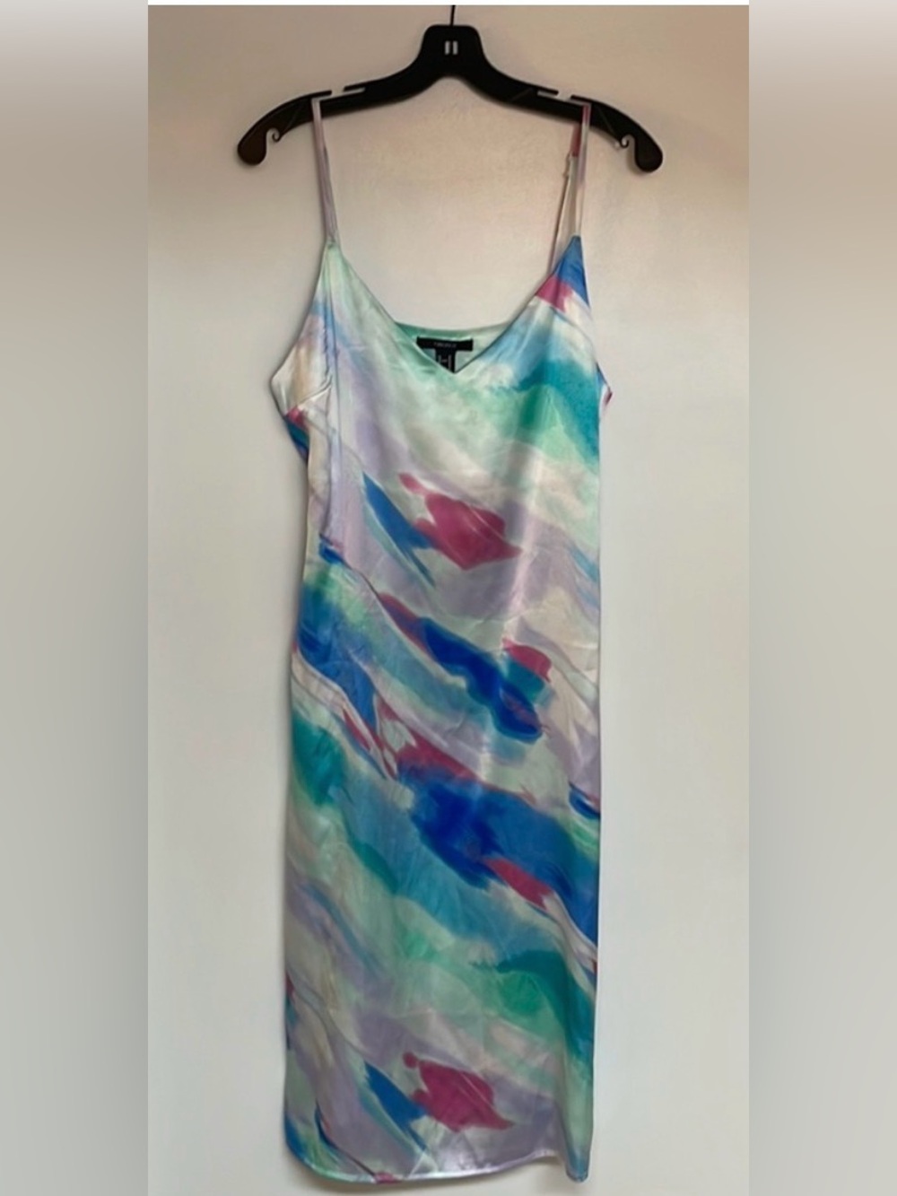 Forever 21 Colorful satin watercolor Slip Dress Small